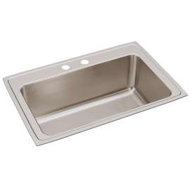 Lustertone Classic Stainless Steel 33" X 22" X 11-5/8" 2-Hole Single Bowl Drop-In Sink, DLRS3322122
