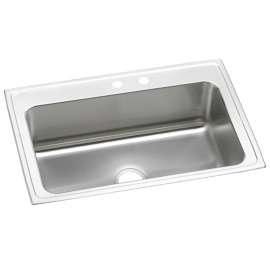 Lustertone Classic Stainless Steel 33" X 22" X 10-1/8" Mr2-Hole Single Bowl Drop-In Sink W/Quick-Clip, DLRSQ332210MR2