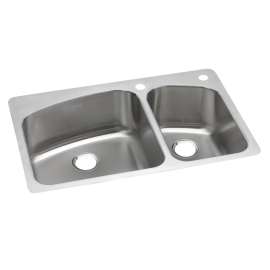 Dayton Stainless Steel 33" X 22" X 8" 2L-Hole 60/40 Double Bowl Dual Mount Sink, DPXSR2250R2L
