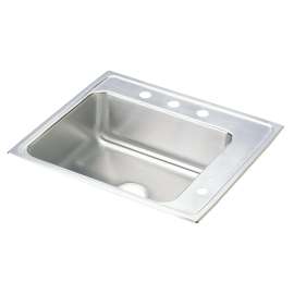 Lustertone Classic Stainless Steel 25" X 22" X 6" Single Bowl Drop-In Classroom Ada Sink, DRKAD252260R3