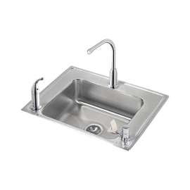 Lustertone Classic Stainless Steel 28" X 22" X 6-1/2" Single Bowl Drop-In Classroom Ada Sink Kit And Vandal-Resistant Filtration Kit With Filter Status Monitor, DRKAD282265RFFC