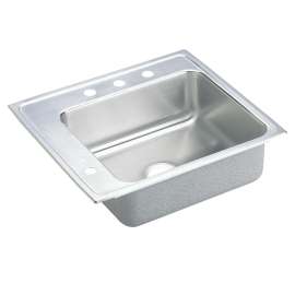 Lustertone Classic Stainless Steel 22" X 19-1/2" X 4" 2Lm-Hole Single Bowl Drop-In Classroom Ada Sink With Quick-Clip, DRKADQ2220402LM