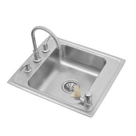 Lustertone Classic Stainless Steel 22" X 19-1/2" X 7-1/2" Single Classroom Sink + Faucet/Bubbler Kit, DRKR2220C
