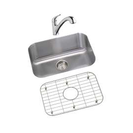 Dayton Stainless Steel 23-1/2" X 18-1/4" X 8" Single Bowl Undermount Sink And Faucet Kit With Bottom Grid, DXUH2115DFBG