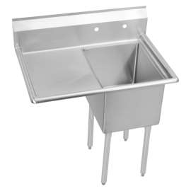 Dependabilt Stainless Steel 50-1/2" X 29-13/16" X 43-3/4" 18 Gauge One Compartment Sink W/ 24" Left Drainboard And Stainless Steel Legs, E1C24X24-L-24X
