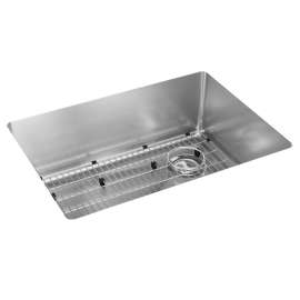 Crosstown 18 Gauge Stainless Steel 25-1/2" X 18-1/2" X 9" Single Bowl Undermount Sink Kit, ECTRU24179RTC