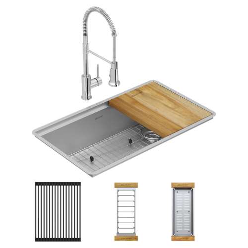 Crosstown 18 Gauge Workstation Stainless Steel 31-1/2