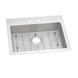 Crosstown 18 Gauge Stainless Steel 25" X 22" X 6" 2-Hole Single Bowl Dual Mount Ada Sink Kit, ECTSRAD25226TBG2