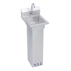 Stainless Steel 14" X 16-1/2" X 42" 18 Gauge Hand Sink With Pedestal Base Foot Valve And Faucet, EHS-14-PEDX