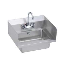 Stainless Steel 18" X 14-1/2" X 11" 18 Gauge Hand Sink With Side Splashes Lever Drain P-Trap Overflow And Faucet, EHS-18-SDX