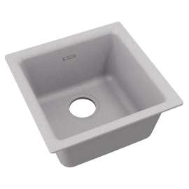Quartz Classic 15-3/4" X 15-3/4" X 7-11/16" Single Bowl Dual Mount Bar Sink Greystone, ELG1616GS0