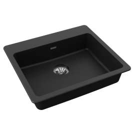 Quartz Classic 25" X 22" X 5-1/2" Single Bowl Drop-In Ada Sink With Perfect Drain(R) Black, ELGAD2522PDBK0