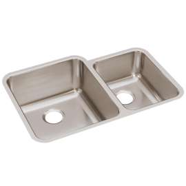 Lustertone Classic Stainless Steel 30-3/4" X 21" X 9-7/8" Offset 60/40 Double Bowl Undermount Sink, ELUH3121R