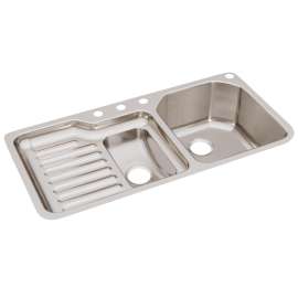 Lustertone Classic Stainless Steel, 41-1/2" X 20-1/2" X 9-1/2" 60/40 Double Bowl Undermount Sink, ELUH4221R