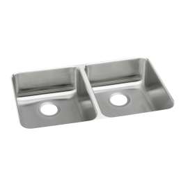 Lustertone Classic Stainless Steel, 35-3/4" X 18-1/2" X 5-3/8" Equal Double Bowl Undermount Ada Sink, ELUHAD361855