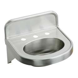 Stainless Steel 18" X 17-1/16" X 5-9/16" Wall Hung 0-Hole Lavatory Sink, ELV18170