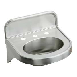 Stainless Steel 18" X 17-1/16" X 5-9/16" Wall Hung 3-Hole Lavatory Sink, ELV18173