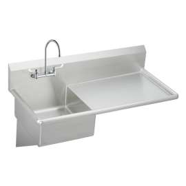 Stainless Steel 49-1/2" X 24" X 10 Wall Hung Service Sink Kit W/Faucet And Grid Drain, ESS4924RW4C