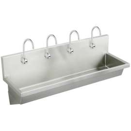 Stainless Steel 96" X 20" X 8" Wall Hung Multiple Station Hand Wash Sink Kit, EWMA9620SACMC