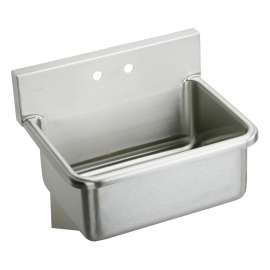 Stainless Steel 25" X 19.5" X 10-1/2" Wall Hung Single Bowl Hand Wash 2-Hole Sink, EWS25202
