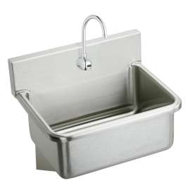 Stainless Steel 25" X 19.5" X 10-1/2" Wall Hung Single Bowl Hand Wash Sink Kit W/Sensor Faucet+Thermostatic Mixing Valve, EWS2520SACTMC