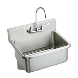 Stainless Steel 25" X 19.5" X 10-1/2" Wall Hung Single Bowl Hand Wash Sink Kit W/Faucet With 6" Wristblade Handles, EWS2520W6C