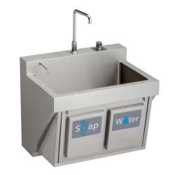 Stainless Steel 30" X 23" X 26" Wall Hung Single Bowl Surgeon Scrub Sink Kit W/Spout+Drain+Soap & Water Knee Activation, EWSF13026KWSC