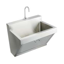 Stainless Steel 30" X 23" X 26" Wall Hung Single Bowl Surgeon Scrub Sink Kit W/Faucet + Drain + Mixing Valve, EWSF13026SACC