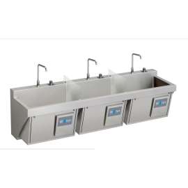 Stainless Steel 90" X 23" X 26" Wall Hung Triple Station Surgeon Scrub Sink Kit, EWSF39026KWC