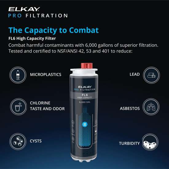 Elkay Pro Filtration High-Capacity Lead + Microplastics 6000 Gal. Filter, FL6