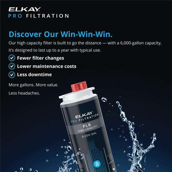 Elkay Pro Filtration High-Capacity Lead + Microplastics 6000 Gal. Filter, FL6