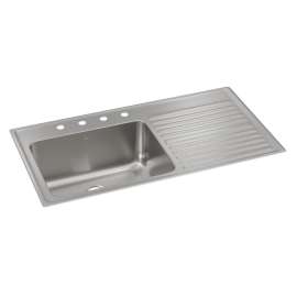 Lustertone Classic Stainless Steel 43" X 22" X 10" 4-Hole Single Bowl Drop-In Sink W/Left Drainboard, ILGR4322L4