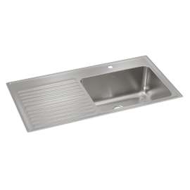 Lustertone Classic Stainless Steel 43" X 22" X 10" 1-Hole Single Bowl Drop-In Sink W/Right Drainboard, ILGR4322R1
