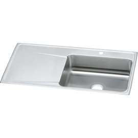 Lustertone Classic Stainless Steel 43" X 22" X 7-5/8" 1-Hole Single Bowl Drop-In Sink W/Right Drainboard, ILR4322R1