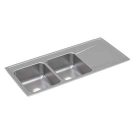 Lustertone Classic Stainless Steel 48" X 22" X 7-5/8", Equal Double Bowl Drop-In Sink With Drainboard, ILR4822L0