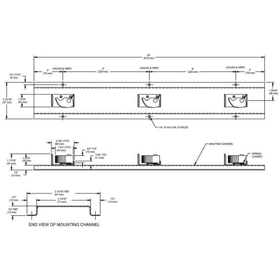 Mop Holder 3 Station Wall Mount, LK403