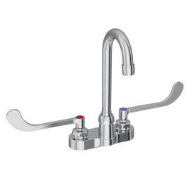 4" Centerset With Exposed Deck Faucet With 4" Gooseneck Spout 6" Wristblade Handles Chrome, LK406GN04T6