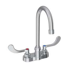 4" Centerset With Exposed Deck Faucet With 5" Gooseneck Spout 4" Wristblade Handles Chrome, LK406GN05T4