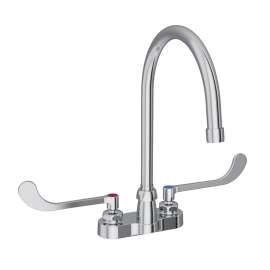 4" Centerset With Exposed Deck Faucet With 8" Gooseneck Spout 6" Wristblade Handles Chrome, LK406GN08T6