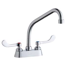 4" Centerset With Exposed Deck Faucet With 8" High Arc Spout 4" Wristblade Handles Chrome, LK406HA08T4