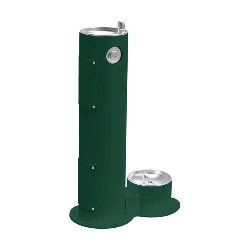 Outdoor Pedestal Fountain With Pet Station Non-Filtered Non-Refrigerated Evergreen, LK4400DBEVG