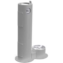 Outdoor Pedestal Fountain With Pet Station Non-Filtered Non-Refrigerated Gray, LK4400DBGRY