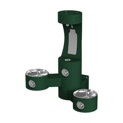 Outdoor Ezh2O Bottle Filling Station Wall Mount With Bi-Level Fountain Non-Filtered Non-Refrigerated Evergreen, LK4409BFEVG