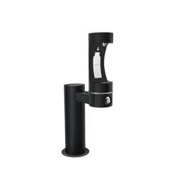 Outdoor Ezh2O Bottle Filling Station Single Pedestal Non-Filtered Non-Refrigerated Black, LK4410BFBLK