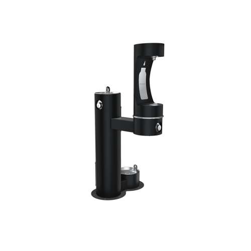 Outdoor Ezh2O Lower Bottle Filling Station Bi-Level Pedestal With Pet Station Non-Filtered Non-Refrigerated Black, LK4420BF1LDBBLK