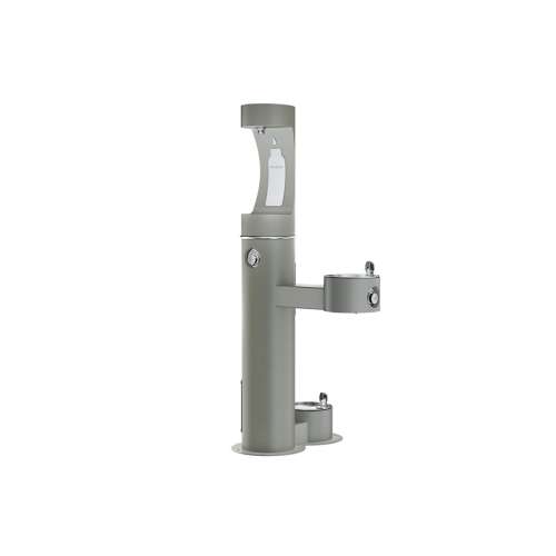 Outdoor Ezh2O Upper Bottle Filling Station Bi-Level Pedestal With Pet Station Non-Filtered Non-Refrigerated Gray, LK4420BF1UDBGRY