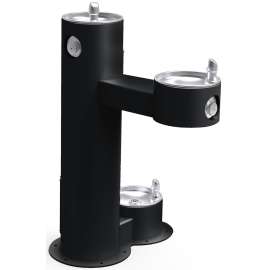 Outdoor Bi-Level Pedestal Fountain With Pet Station Non-Filtered Non-Refrigerated Black, LK4420DBBLK