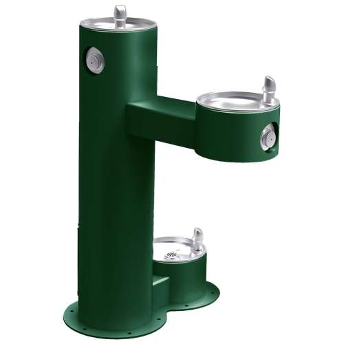 Outdoor Bi-Level Pedestal Fountain With Pet Station Non-Filtered Non-Refrigerated Evergreen, LK4420DBEVG