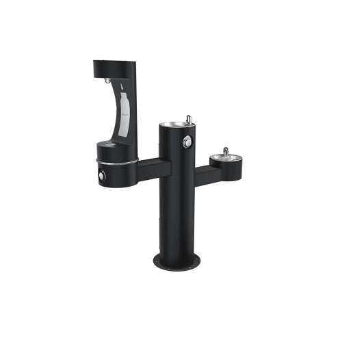 Outdoor Ezh2O Middle Bottle Filling Station Tri-Level Pedestal Non-Filtered Non-Refrigerated Black, LK4430BF1MBLK