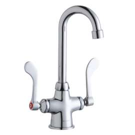Single Hole With Concealed Deck Faucet With 4" Gooseneck Spout 4" Wristblade Handles Chrome, LK500GN04T4